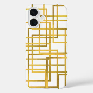 Luxe gouden geometrische telefoonhoes | iPhone hoe 16 Hoesje