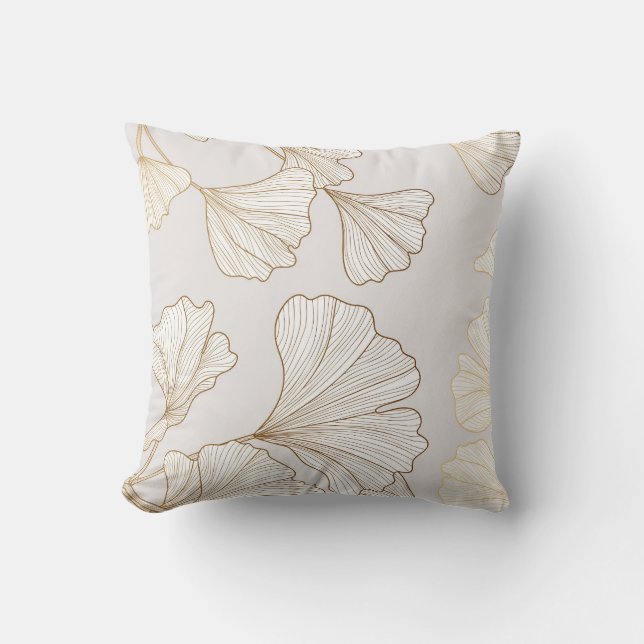 Luxe Gouden Ginkgo  Design Kussen (Voorkant)