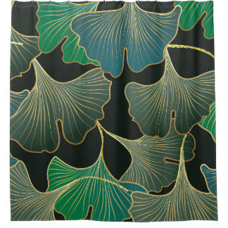 Luxe gouden Ginkgo, kunst. Douchegordijn