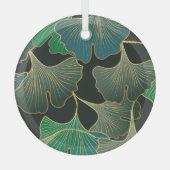 Luxe gouden Ginkgo, kunst. Glas Ornament (Voorkant)