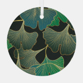 Luxe gouden Ginkgo, kunst. Glas Ornament (Achterkant)