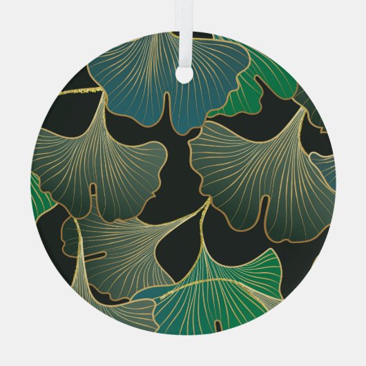 Luxe gouden Ginkgo, kunst. Glas Ornament (Achterkant)
