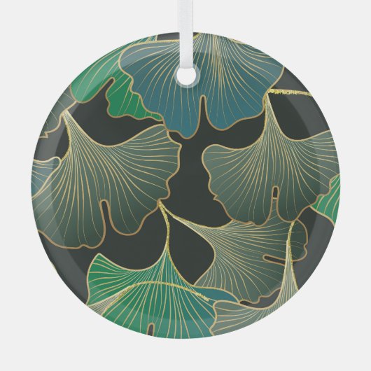 Luxe gouden Ginkgo, kunst. Glas Ornament (Voorkant)