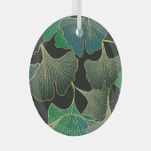 Luxe gouden Ginkgo, kunst. Glas Ornament (Voorkant Rechts)