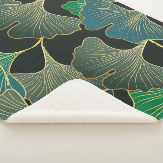Luxe gouden Ginkgo, kunst. Sherpa Deken (3/4)