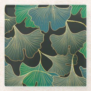 Luxe gouden Ginkgo, vintage kunst. Glazen Onderzetter