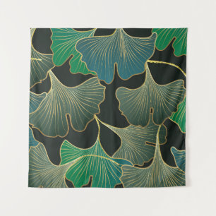 Luxe gouden Ginkgo, vintage kunst. Wandkleed