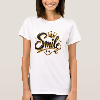Luxe Gouden Glimlach Typografie met Kroon T-shirt