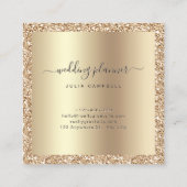 Luxe Gouden Glitter Folie Script Monogram Modern Vierkante Visitekaartje (Achterkant)