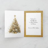 Luxe Gouden Glitter Kerstboom Groet Feestdagen Kaart (Binnen)