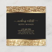 Luxe Gouden Glitter Lijst Modern Script Monogram Vierkante Visitekaartje (Achterkant)