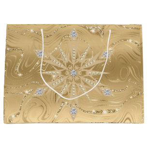 Luxe Gouden Glitter Sneeuwvlok Diamant Groot Cadeauzakje