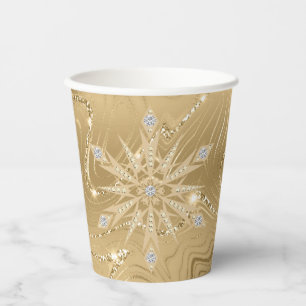Luxe Gouden Glitter Sneeuwvlok Diamant Papieren Bekers