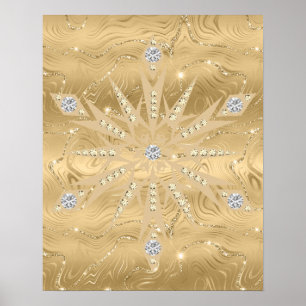 Luxe Gouden Glitter Snowflake Diamond Poster