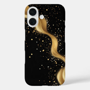 Luxe Gouden Glitter Stof Abstracte Kunst iPhone 16 Hoesje