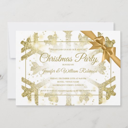 Luxe Gouden Glitter Xmas Vakantielint Kaart (Voorkant)