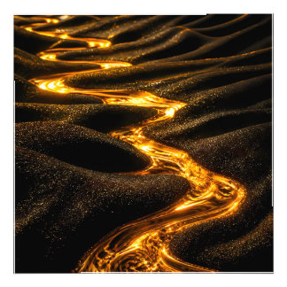 Luxe Gouden Golven Abstracte Kunstprint | Moderne Foto Afdruk