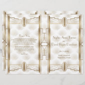 Luxe Gouden Great Gatsby Art Deco Trouwprogramma (Voorkant / Achterkant)
