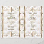 Luxe Gouden Great Gatsby Art Deco Trouwprogramma (Achterkant)