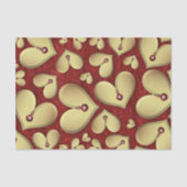 Luxe Gouden Hart met Rode Pareltjes op Deep Red Tissuepapier (Voorkant)
