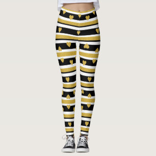 Luxe gouden harten streeppatroon leggings