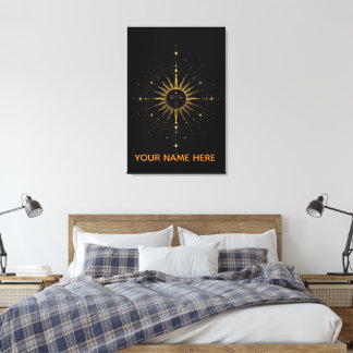Luxe Gouden Hemelse Zon Geometrie Muurkunst Canvas Afdruk