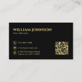 Luxe Gouden Huis Vastgoed QR Code Zwart Visitekaartje (Achterkant)