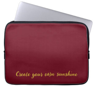 Luxe Gouden Initiaal Monogram Burgundyrood Laptop Sleeve