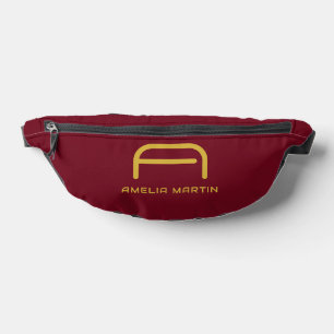Luxe Gouden Initiële Monogram Burgundy Rood Heuptasje