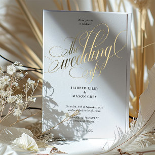 Luxe Gouden Kalligrafie Huwelijk Elegant Schrift Folie Uitnodiging