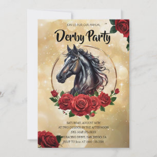Luxe Gouden Kentucky Derby Feest Uitnodiging Zwart