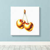 Luxe gouden kersen canvas afdruk (Insitu (Houten vloer))