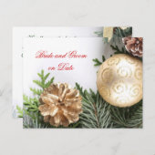 Luxe Gouden Kerstmis Winter Opslaan datumkaart Aankondigingskaart (Voorkant / Achterkant)