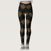 Luxe gouden kroon patroon leggings (Voorkant)