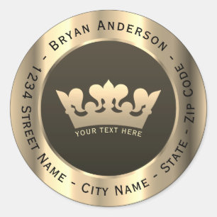 Luxe gouden kroon retour adres label