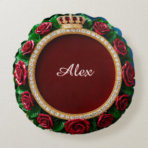 Luxe Gouden Kroonframe Versierd Met Rozen Rond Kussen