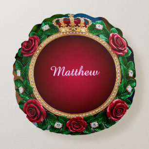 Luxe Gouden Kroonframe Versierd Met Rozen Rond Kussen