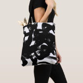 Luxe gouden kunst: Abstracte zwarte lijn. Draagtas (Dichtbij)