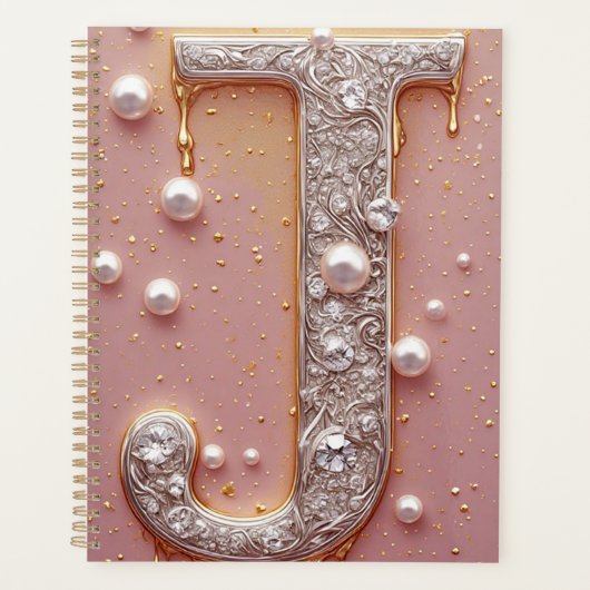 Luxe gouden letter J monogram Planner (Voorkant)