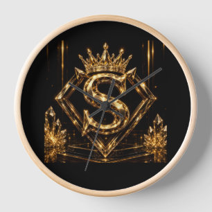 Luxe Gouden Letter S Kroon Diamant Monogram