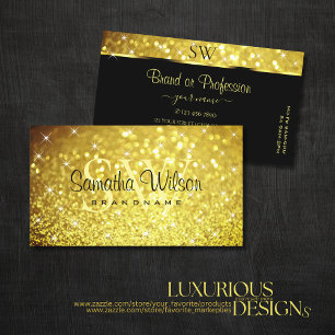 Luxe Gouden Lichtgevende Glitter Sterren met Monog Visitekaartje
