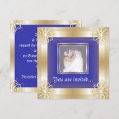 Luxe gouden Lijst bruiloft foto uitnodigingen (Voorkant / Achterkant)