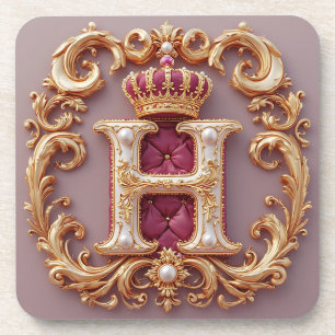 Luxe gouden lijst met gekroond monogram bier onderzetter