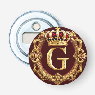 Luxe gouden lijst met gekroond monogram button flesopener