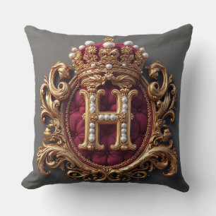 Luxe gouden lijst met gekroond monogram kussen