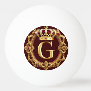 Luxe gouden lijst met gekroond monogram pingpongballen