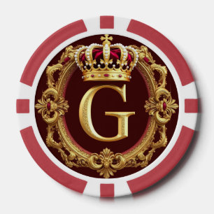 Luxe gouden lijst met gekroond monogram poker chips