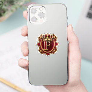 Luxe gouden lijst met gekroond monogram sticker