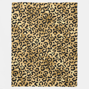Luxe Gouden Luipaard Print-Cosy Glam Animal Patter Fleece Deken