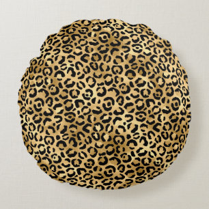 Luxe Gouden Luipaard Print-Cosy Glam Animal Patter Rond Kussen